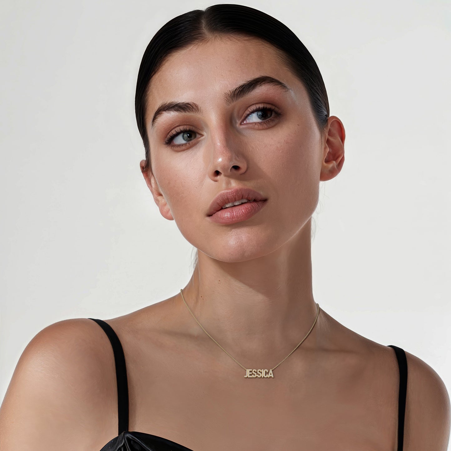 JAQUELINE Gold Plated Silver Signature Name Necklace AW24N002GD