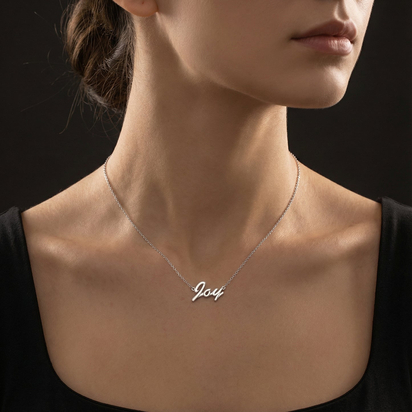 Rhodium Plated Classic Name Necklace SN020R