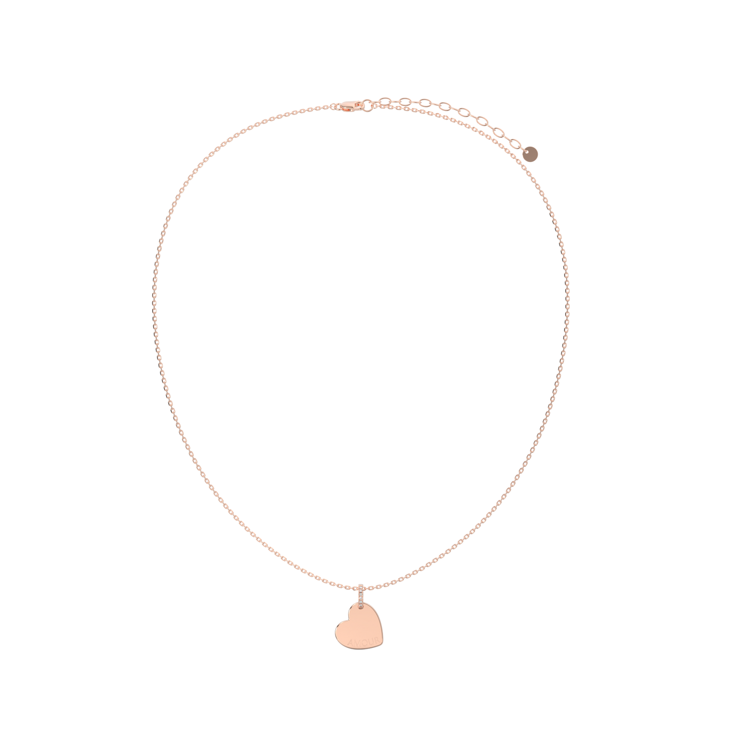 18K Rose Gold Plated Silver Heart Engravable Necklace SS25N001H