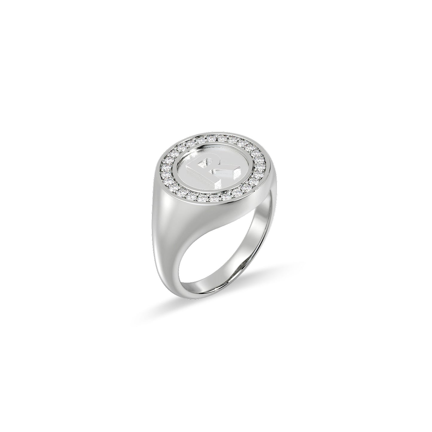 Rhodium Plated Silver Monogram Initial Ring SS25R001R