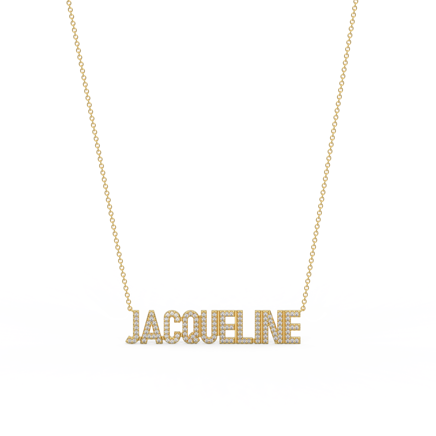 JAQUELINE Gold Plated Silver Signature Name Necklace AW24N002GD