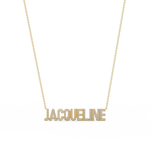 JAQUELINE Gold Plated Silver Signature Name Necklace AW24N002GD