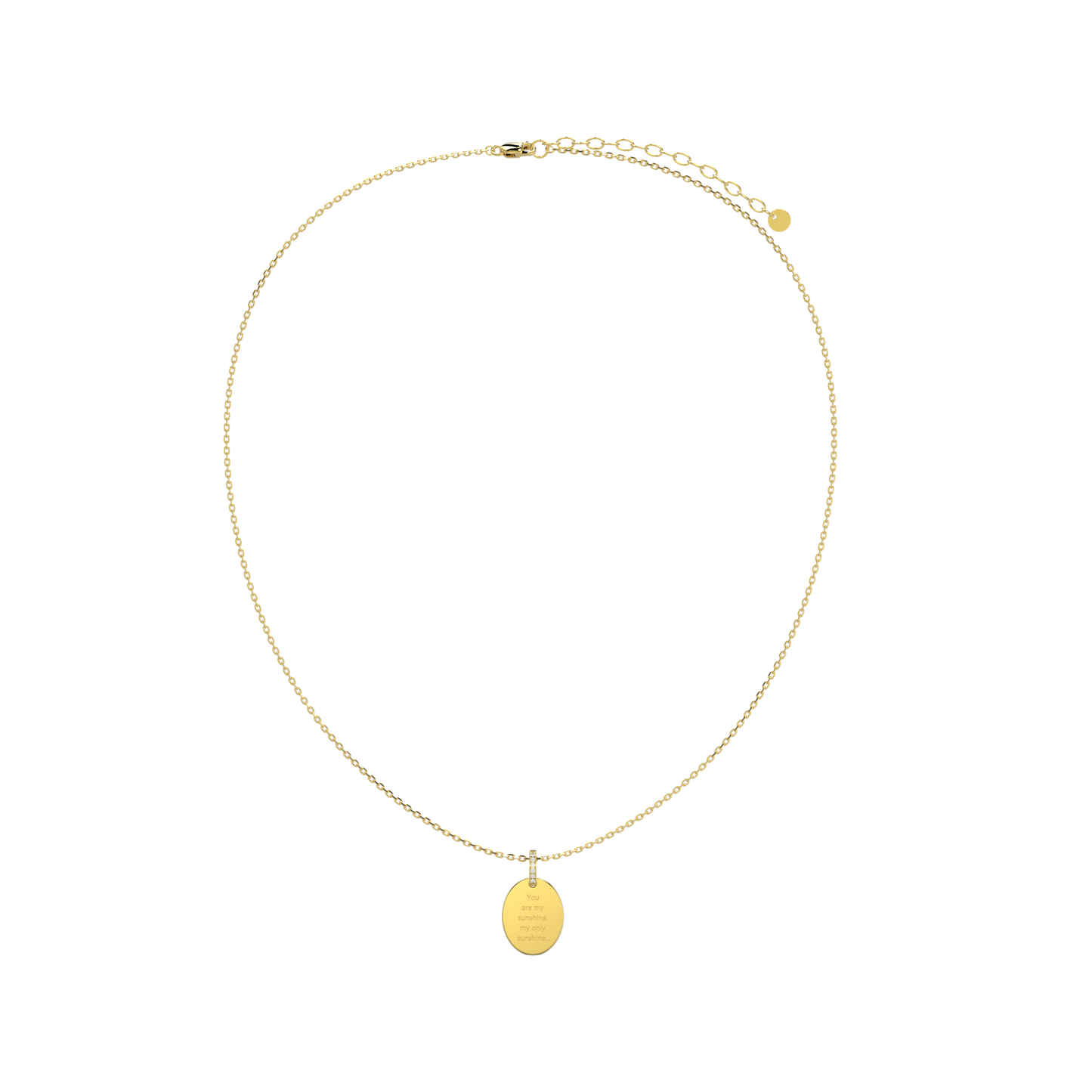 18K Gold Plated Silver Oval Engravable Necklace SS25N001O