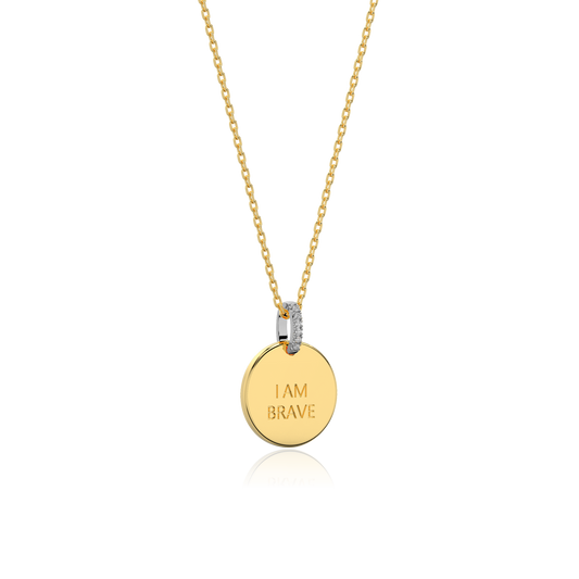 18K Gold Plated Silver Round Engravable Necklace SS25N001R