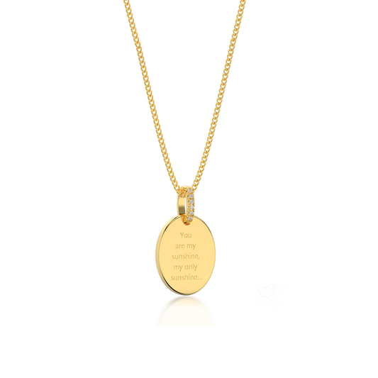 18K Gold Plated Silver Oval Engravable Necklace SS25N001O
