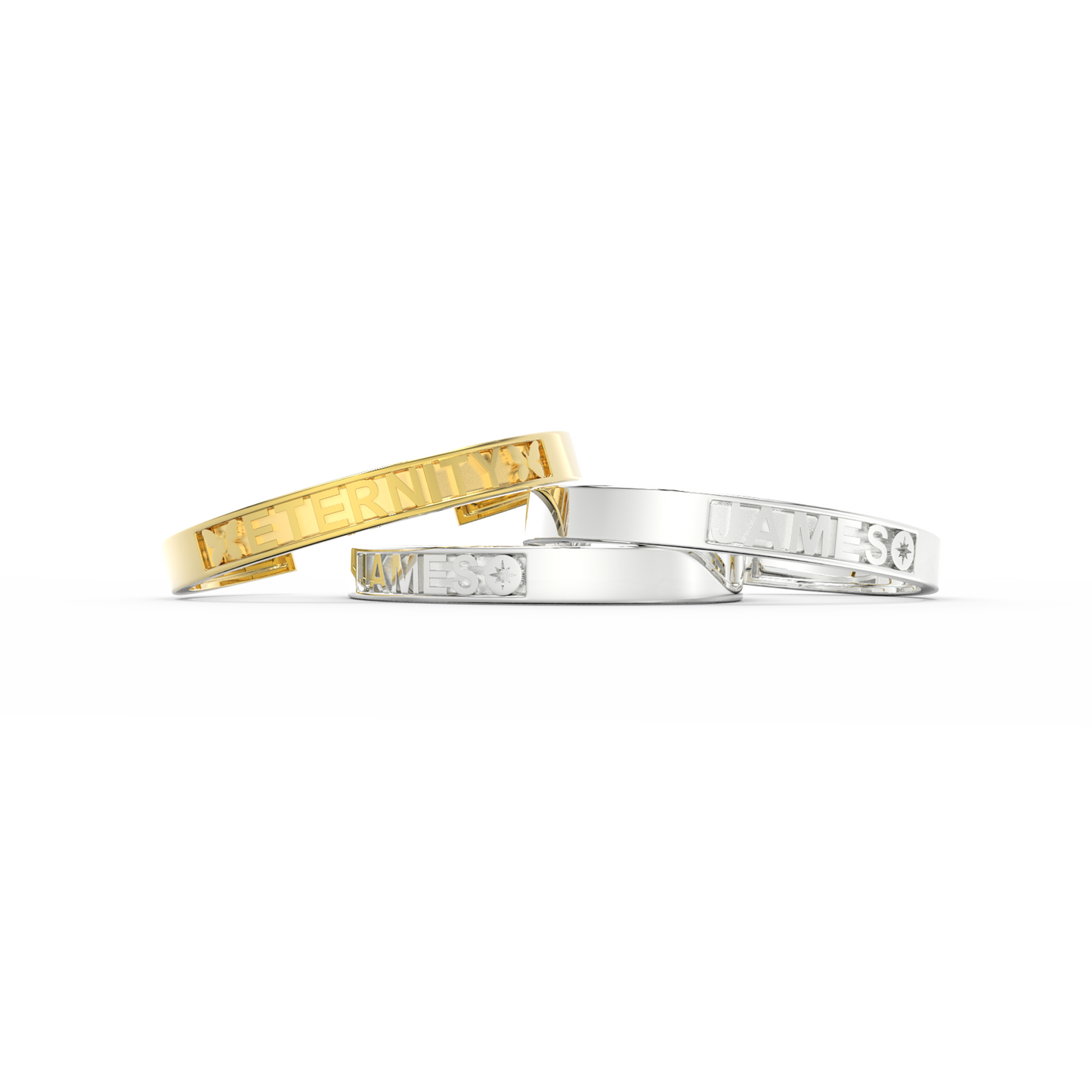 Rhodium Plated Silver CharmMark ModuType Cuff SS25B001R
