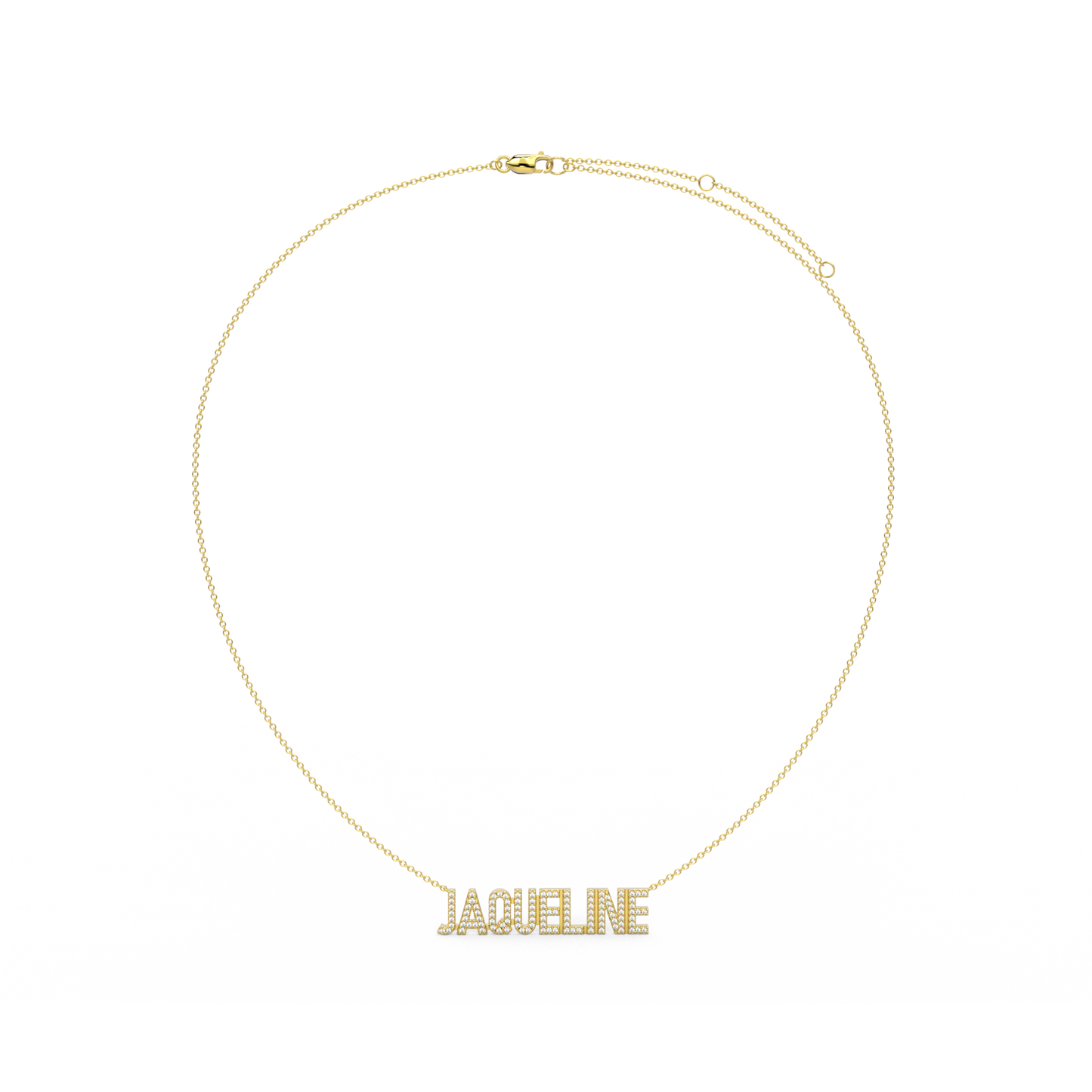 JAQUELINE Gold Plated Silver Signature Name Necklace AW24N002GD