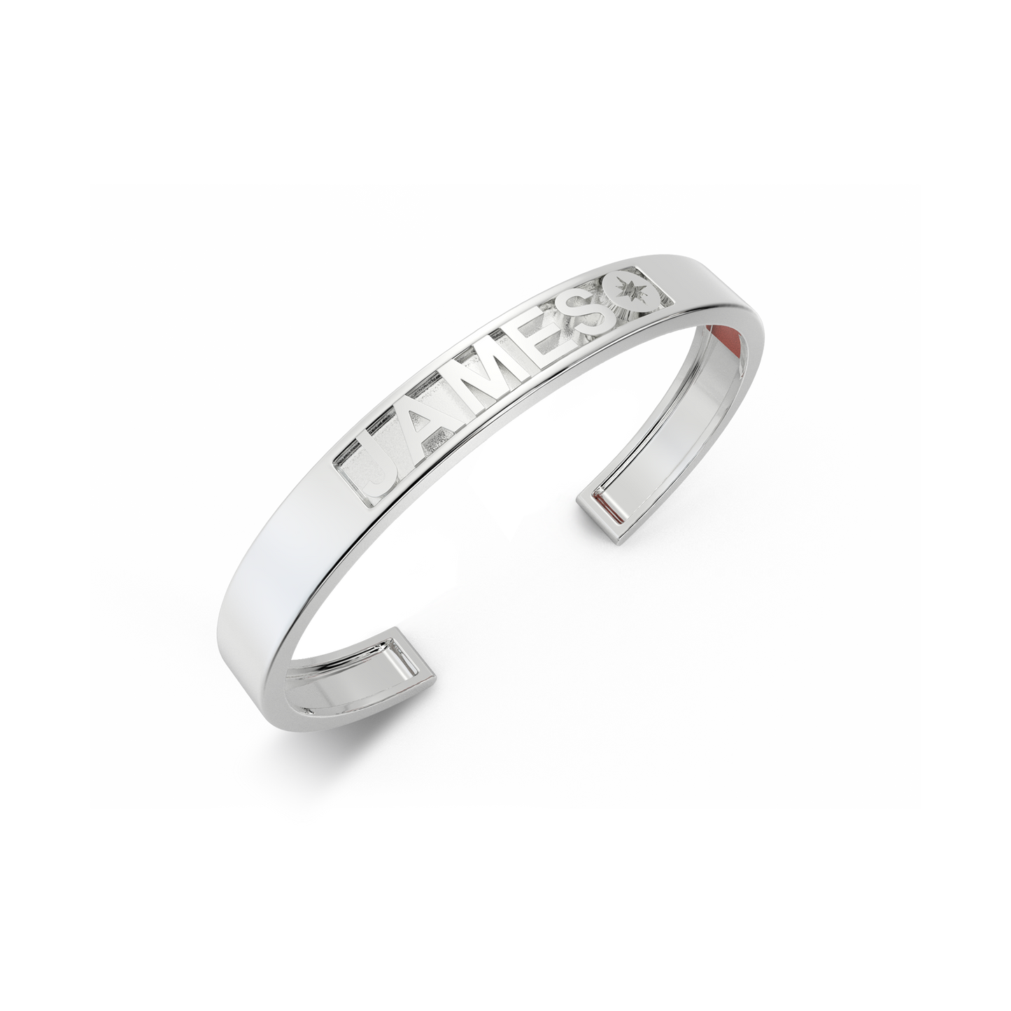 Rhodium Plated Silver CharmMark ModuType Cuff SS25B001R