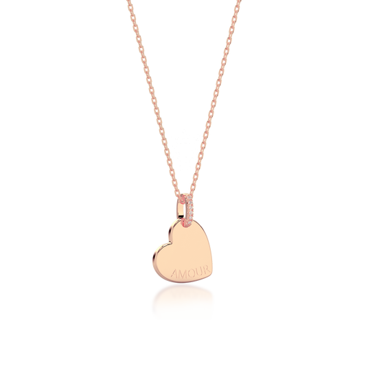 18K Rose Gold Plated Silver Heart Engravable Necklace SS25N001H