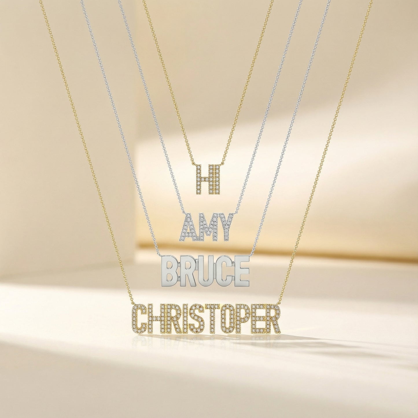 JAQUELINE Gold Plated Silver Signature Name Necklace AW24N002GD