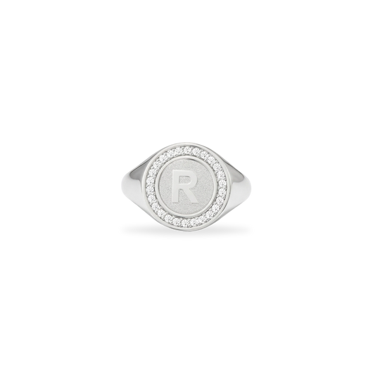 Rhodium Plated Silver Monogram Initial Ring SS25R001R